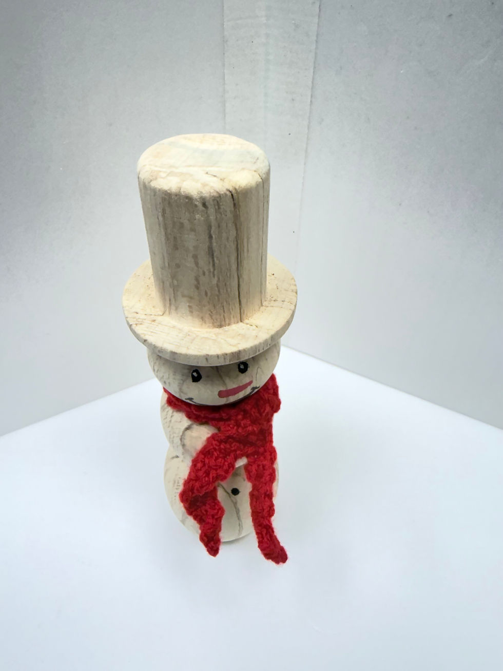 Thumbnail: ⛄ Hand‑Turned Spalted Maple Snowman with Red Knitted Scarf