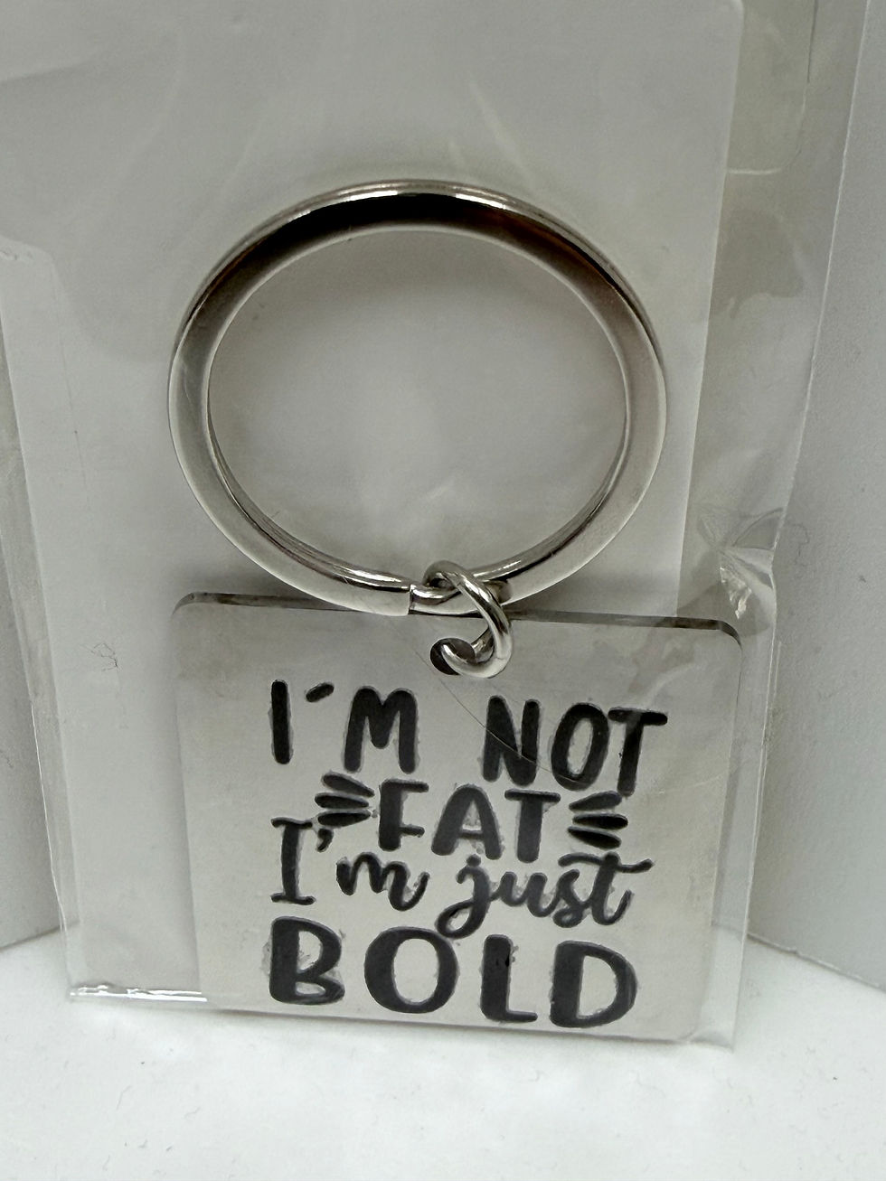 Thumbnail: Stainless Steel Inspirational Quote Keyring – Square Design