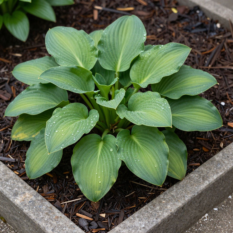 Green leafy plant in a garden bed