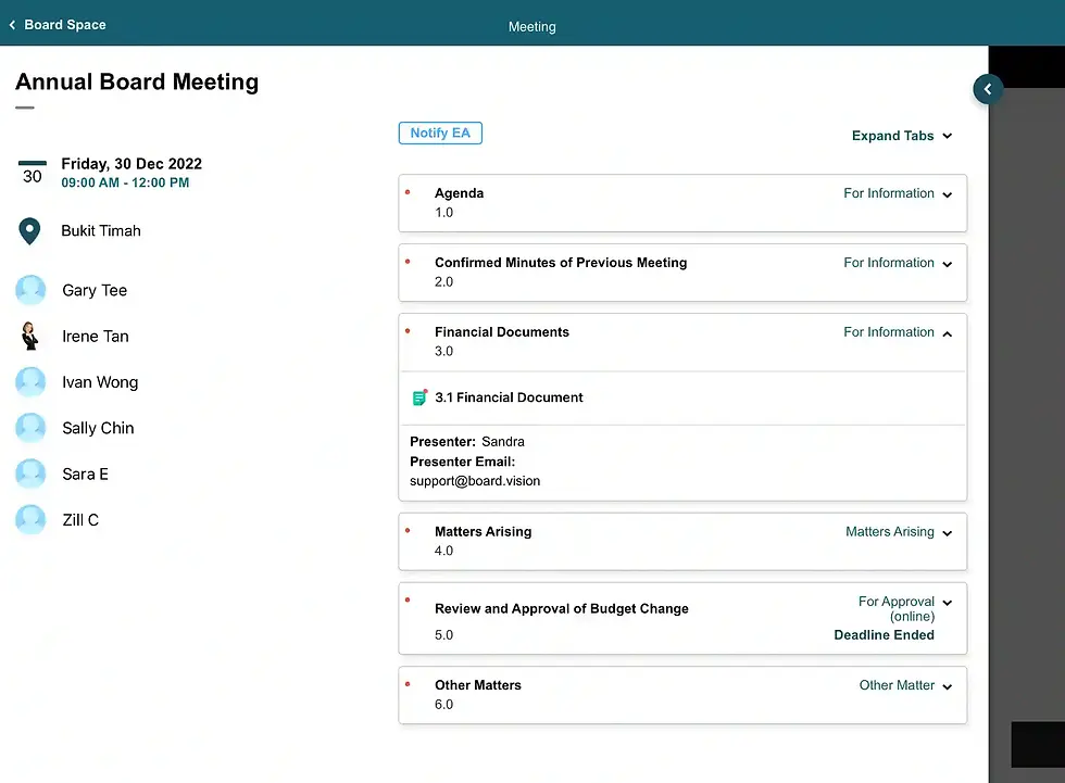 Declare who will be in charge of each segment of the meeting.