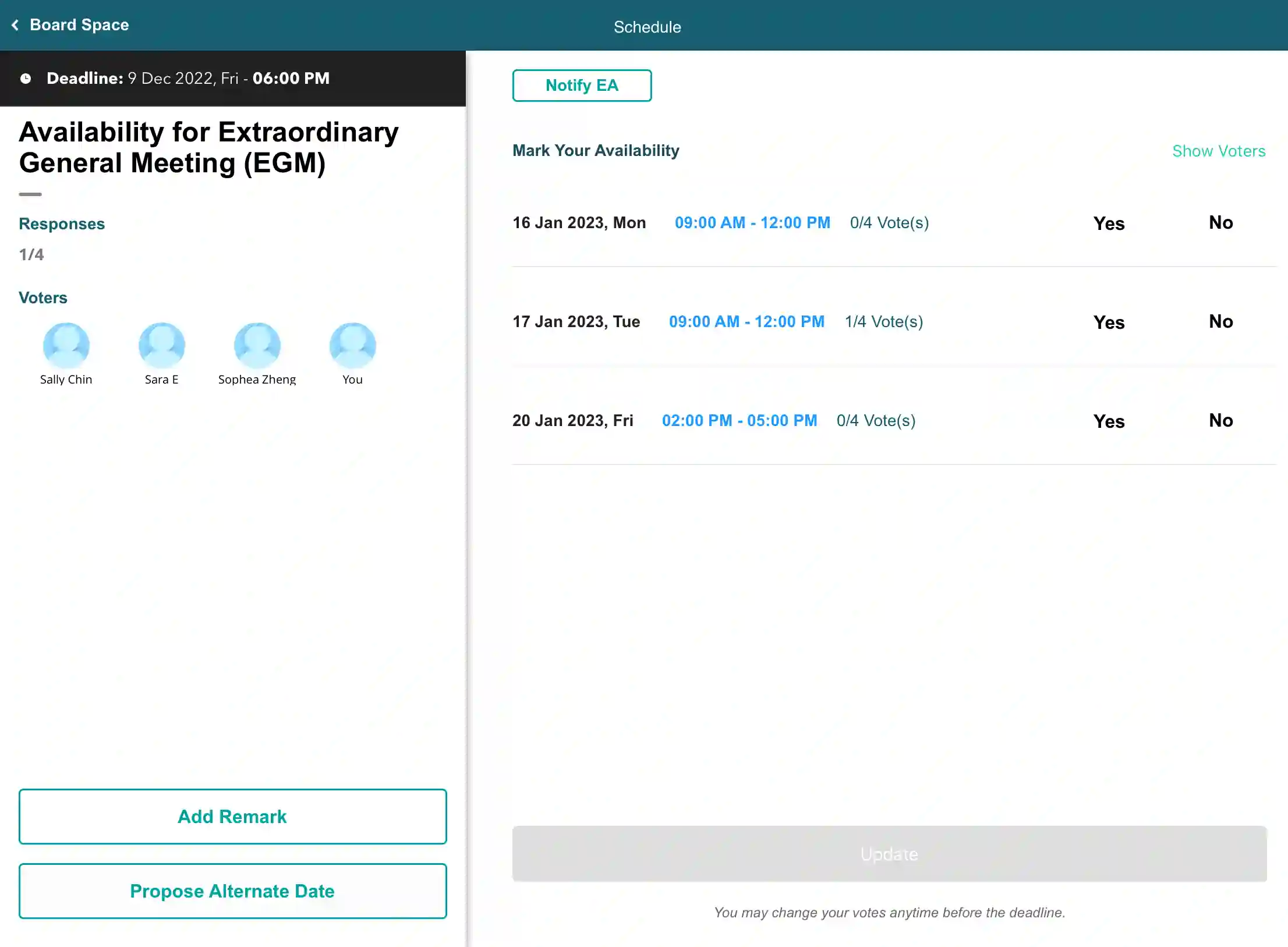 Decide when your meeting will be based off of your availability,