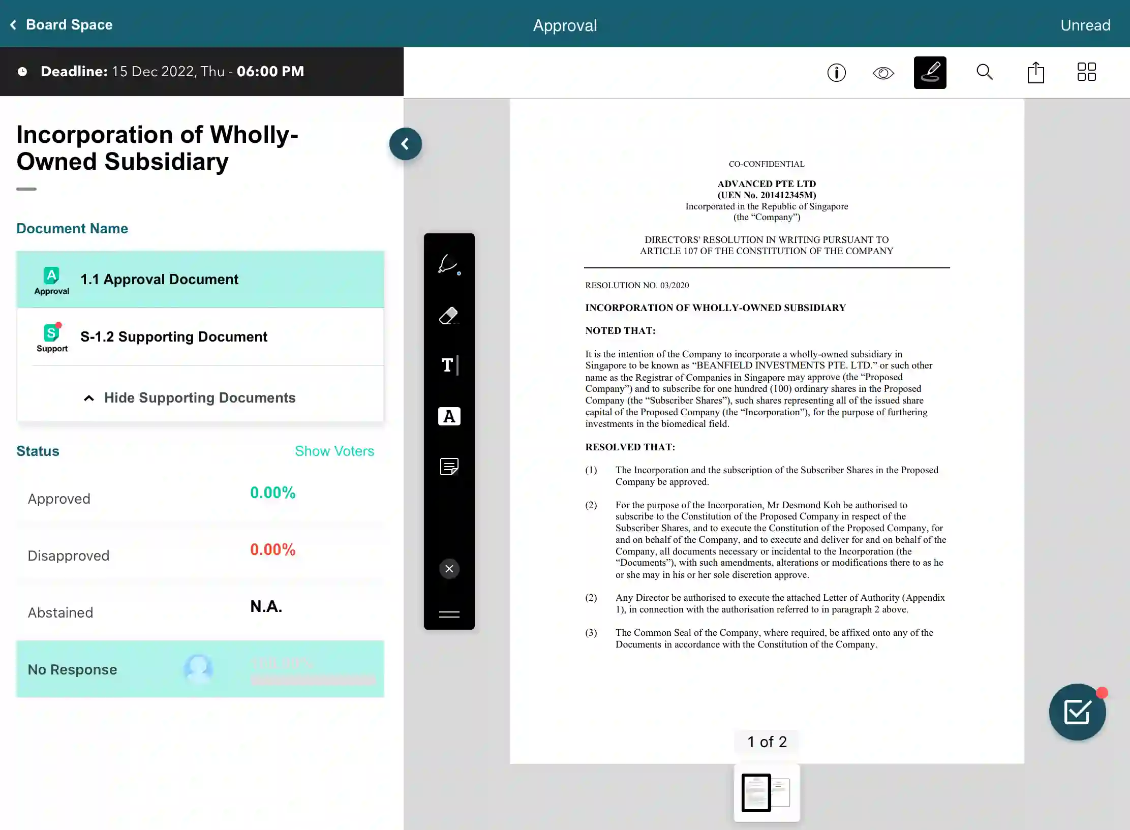 Get real-time responses and feedback on approvals by participants.