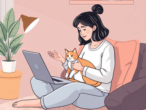 woman engaging in online pet grief therapy 