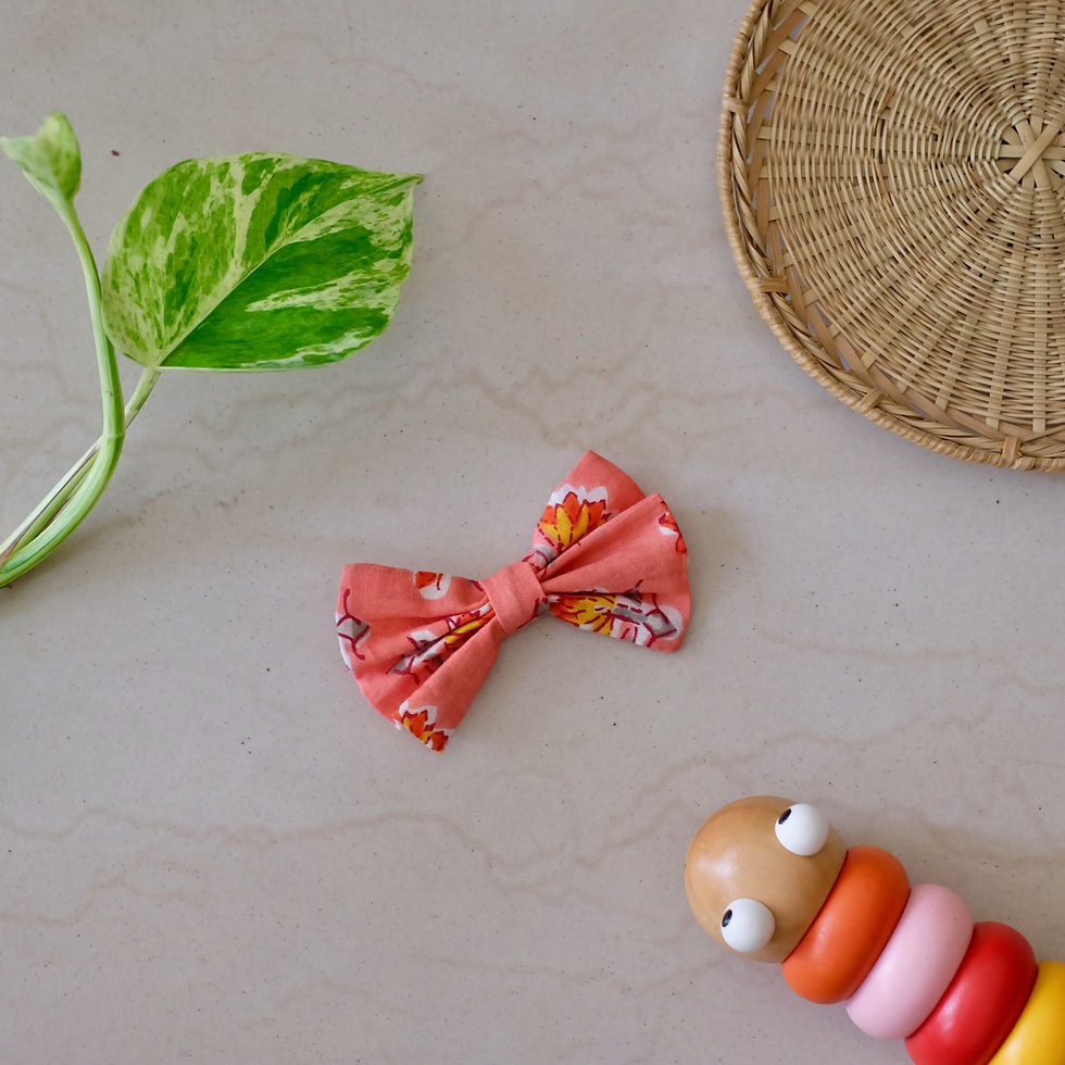 Hair Clip (Bow) - Peach Floral