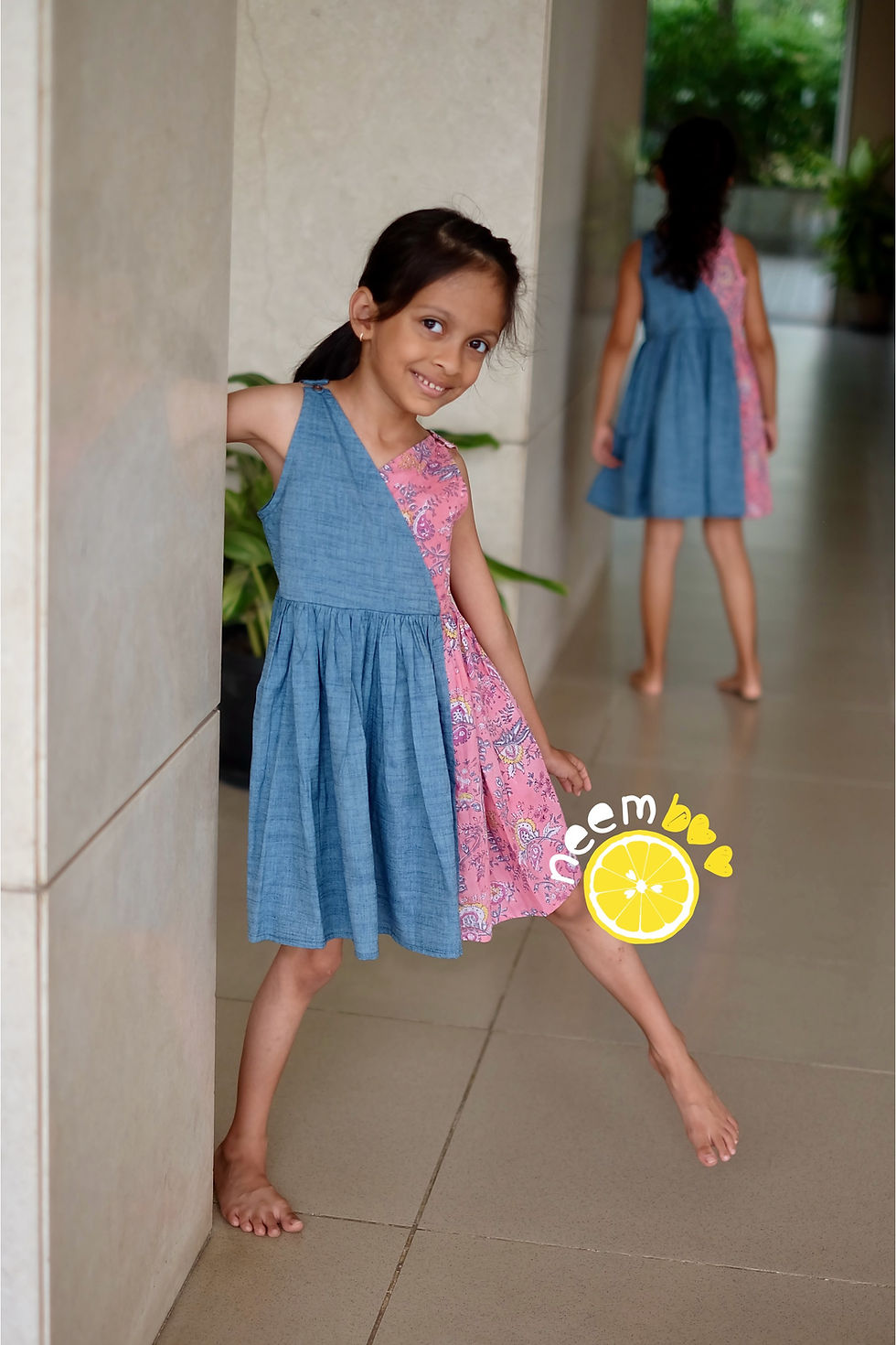 Thumbnail: Liu-Miu Reversible Dress - Pink Blue-Grey