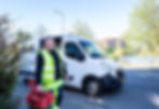 A founder built business owner arriving at a job site in a service van at first light