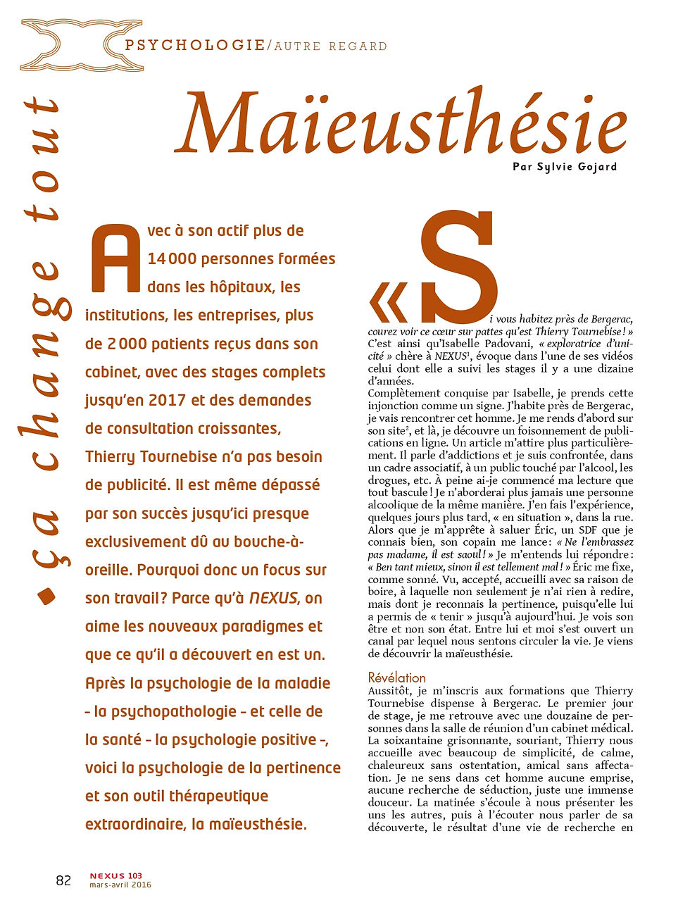 Dossier Maïeusthésie dans Nexus 103