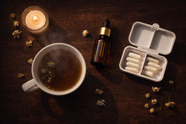 Rituel sommeil CBD — infusion et gélules CBD CBN mélatonine pour bien dormir