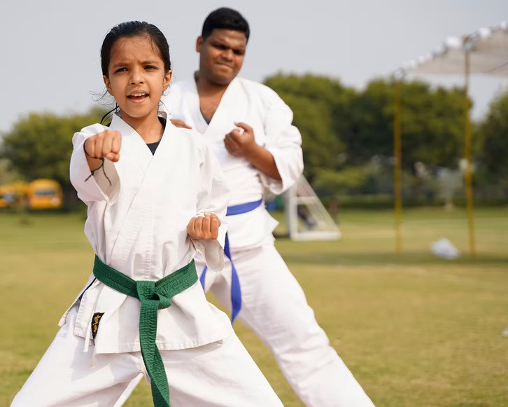 Child wearing Gi in martial arts afterschool program in Hoboken