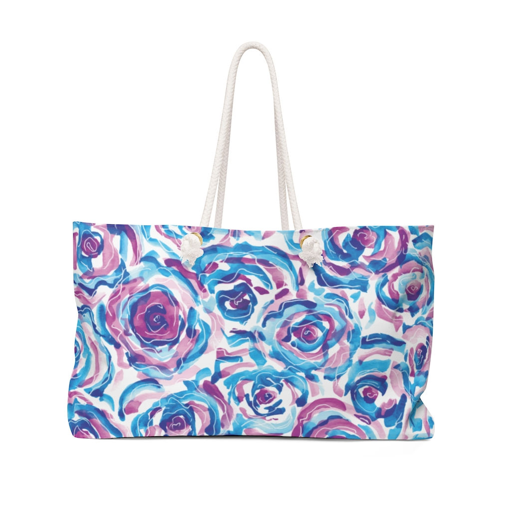 Weekender/Beach Bag - Blue and Purple Floral