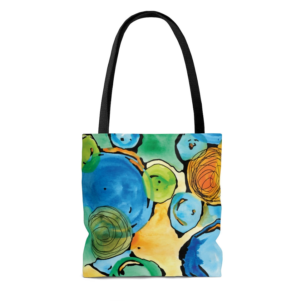 Thumbnail: Tote Bag - Blue Green Bubbles