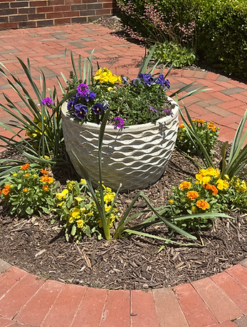 Flowers in the entry of the Columbarium at St. Matthew's Episcopal Church in Sterling, VA.