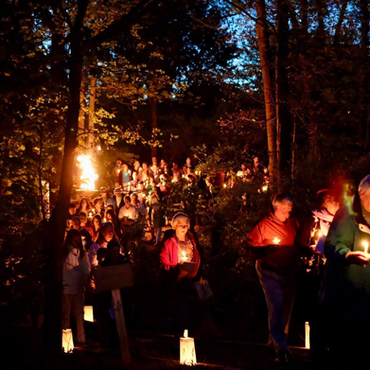 Outdoor Easter Sunrise Service with Paschal fire at St. Matthew’s Episcopal Church in Sterling, VA.