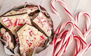 Peppermint bark and candy canes displayed for Minter Wonderland Coffee Hour at St. Matthew’s in Sterling, VA.