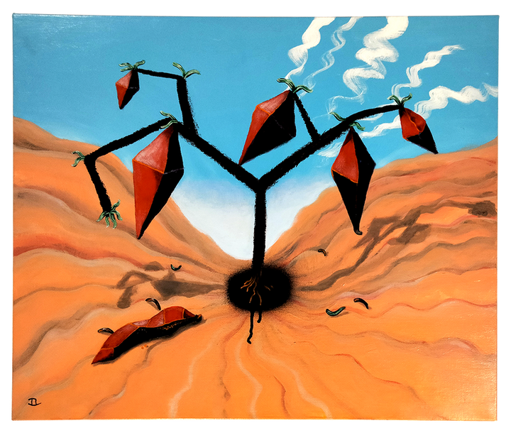 "HOT CHILI" by Melbourne based, Australian multi-media artist Barry Bangz, from 'In The Know' art show and exhibition. 2022.