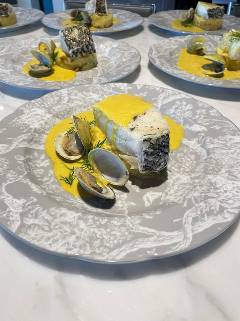 Chilian Sea Bass, Saffron Sauce