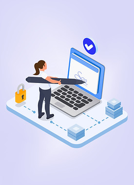 Femme utilisant un logiciel de signature électronique API