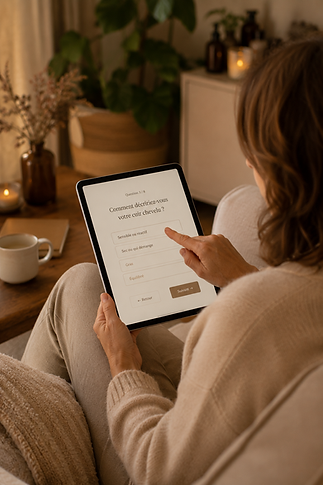 Femme utilisant une tablette pour une coupe énergétique