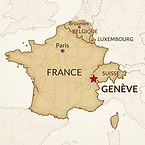 Carte de la France, Paris, Genève et marqueur rouge