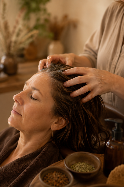 Massage crânien relaxant pour une femme dans un spa