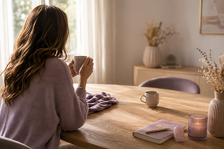 Femme pensive avec tasse de café pour voyance de l'amour.