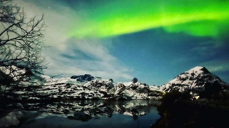 Aurores boréales en Norvèges aux îles Lofoten