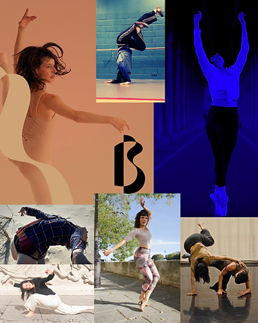 Collage de danseurs contemporains et urbains en mouvement.