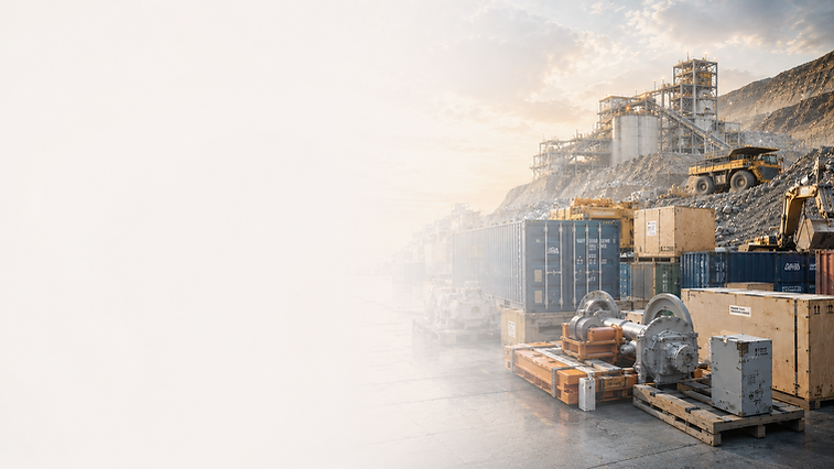 Conteneurs et équipements industriels sur un site minier.