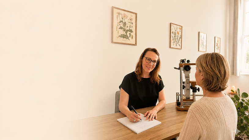 Spécialiste souriante en consultation avec une patiente