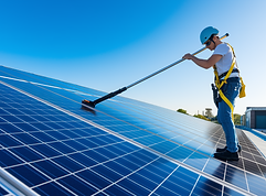 Nettoyer des panneaux solaires avec une perche téléscopique