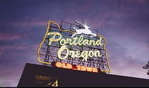Signe lumineux dans la ville de portland