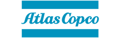 Logo Atlas Copco en bleu sur fond noir