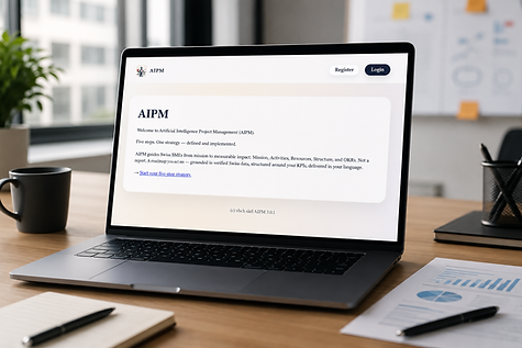 Interface du site AIPM affichée sur un ordinateur portable