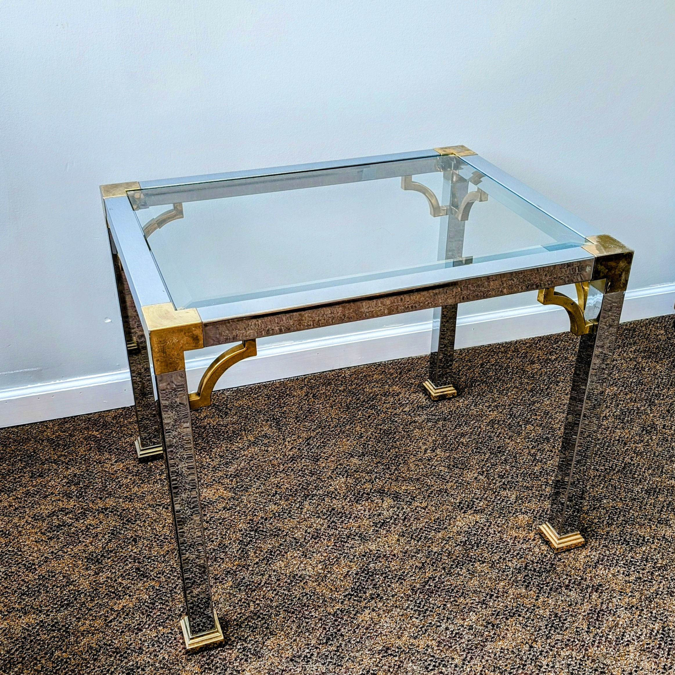 vintage Mastercraft style chrome + brass table