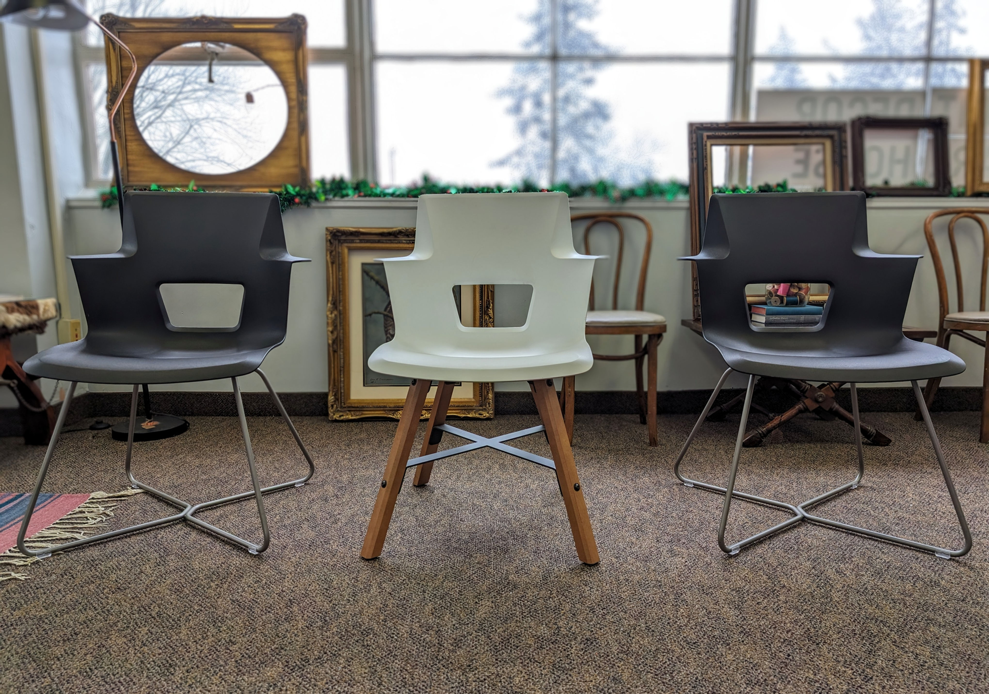 Steelcase black + metal modern chair