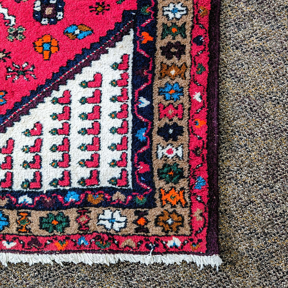 Thumbnail: tribal rug - red + white 3x5 wool