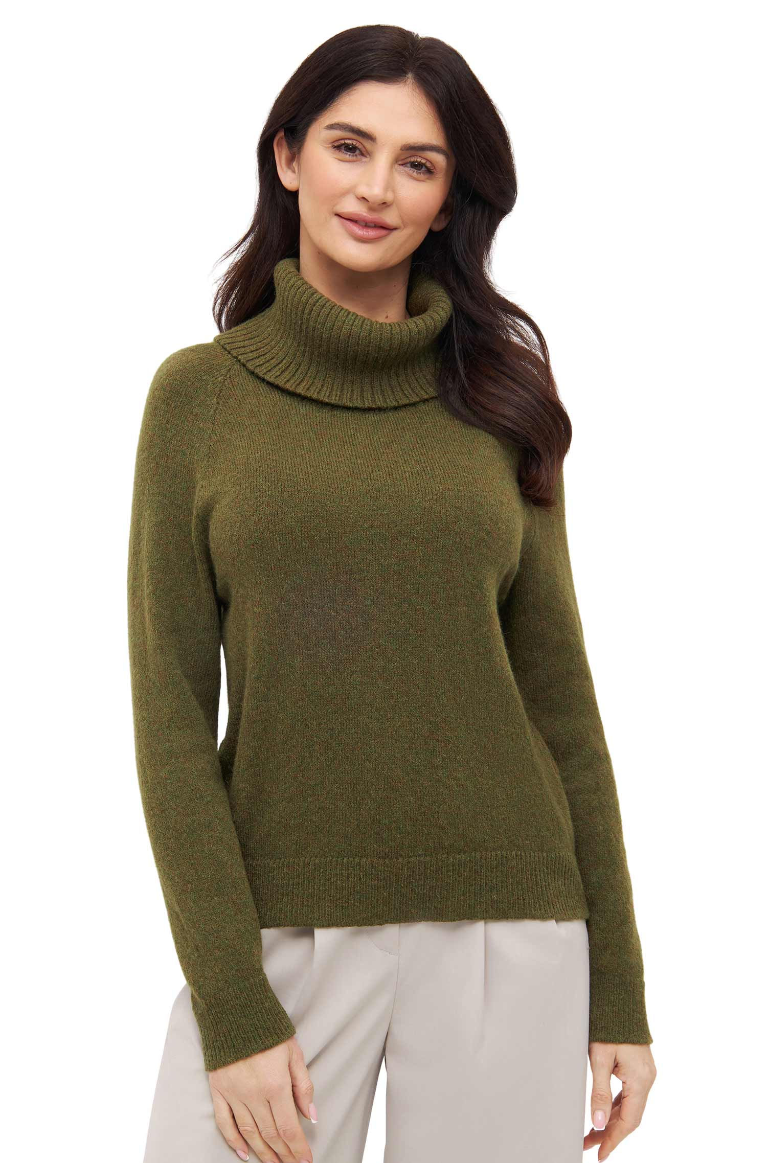 Alpaka Rollkragenpullover COLORES ANDEN – olivgrün