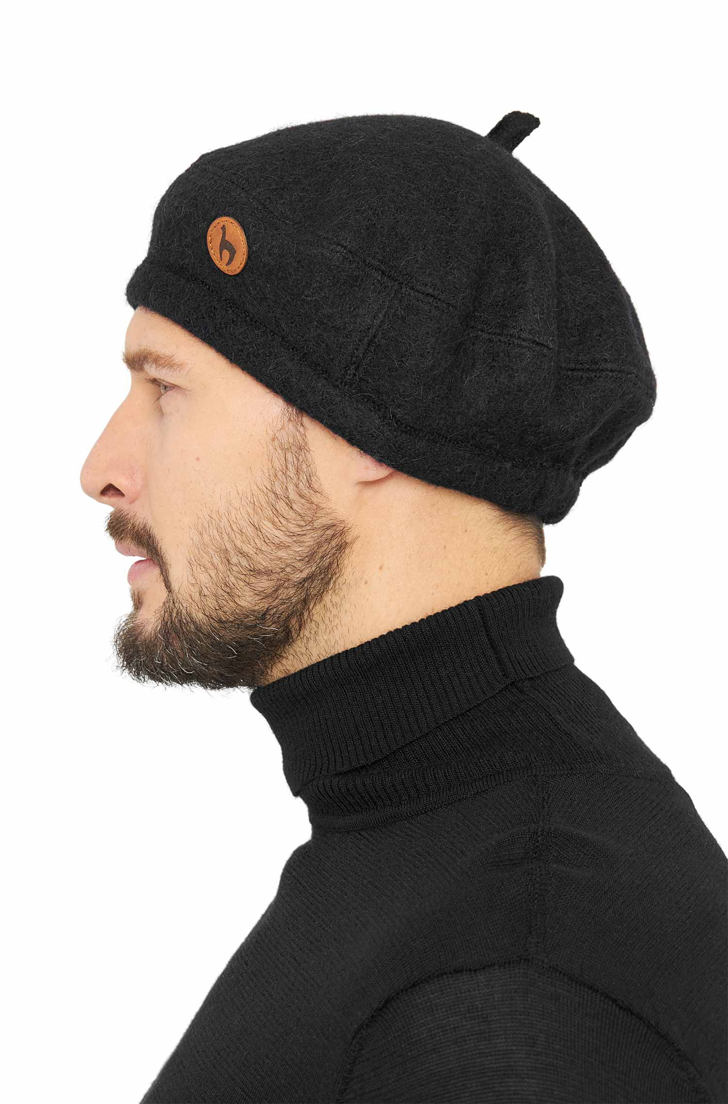 Alpaka Baskenmütze BERET aus 100% Alpaka – schwarz