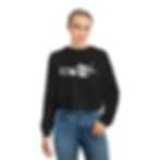 woofda / fleece lined cropped sweatshirt / black / shown on woman model / crenchpaw brand