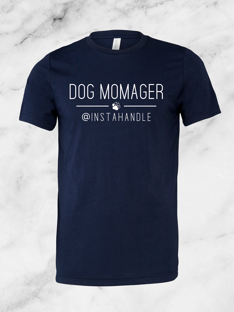 Thumbnail: solid navy dog momager shirt / front view