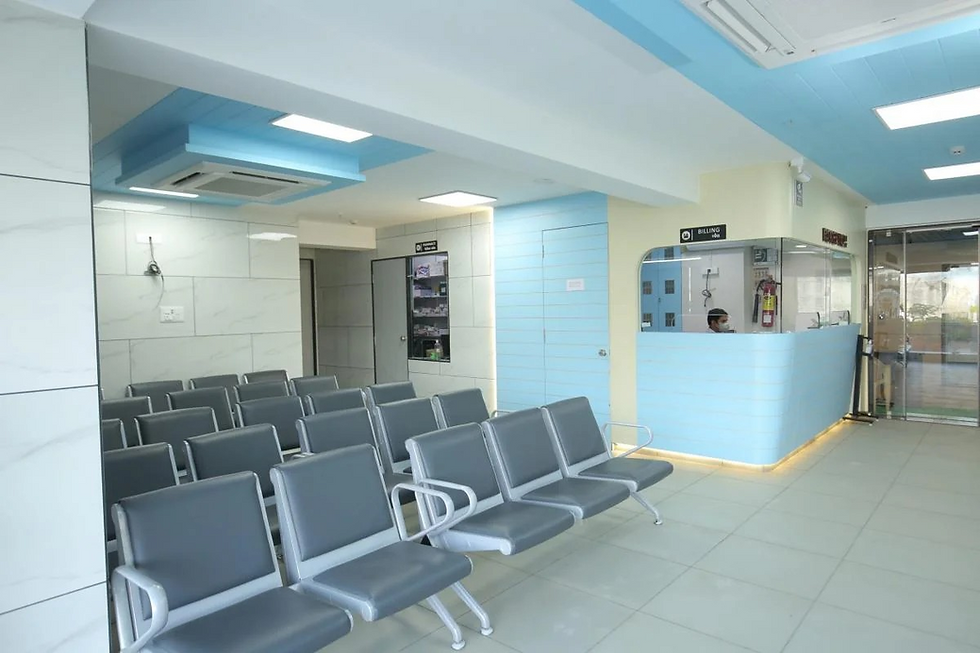 Eye-level view of pediatric clinic reception area of Velocity Kids Care