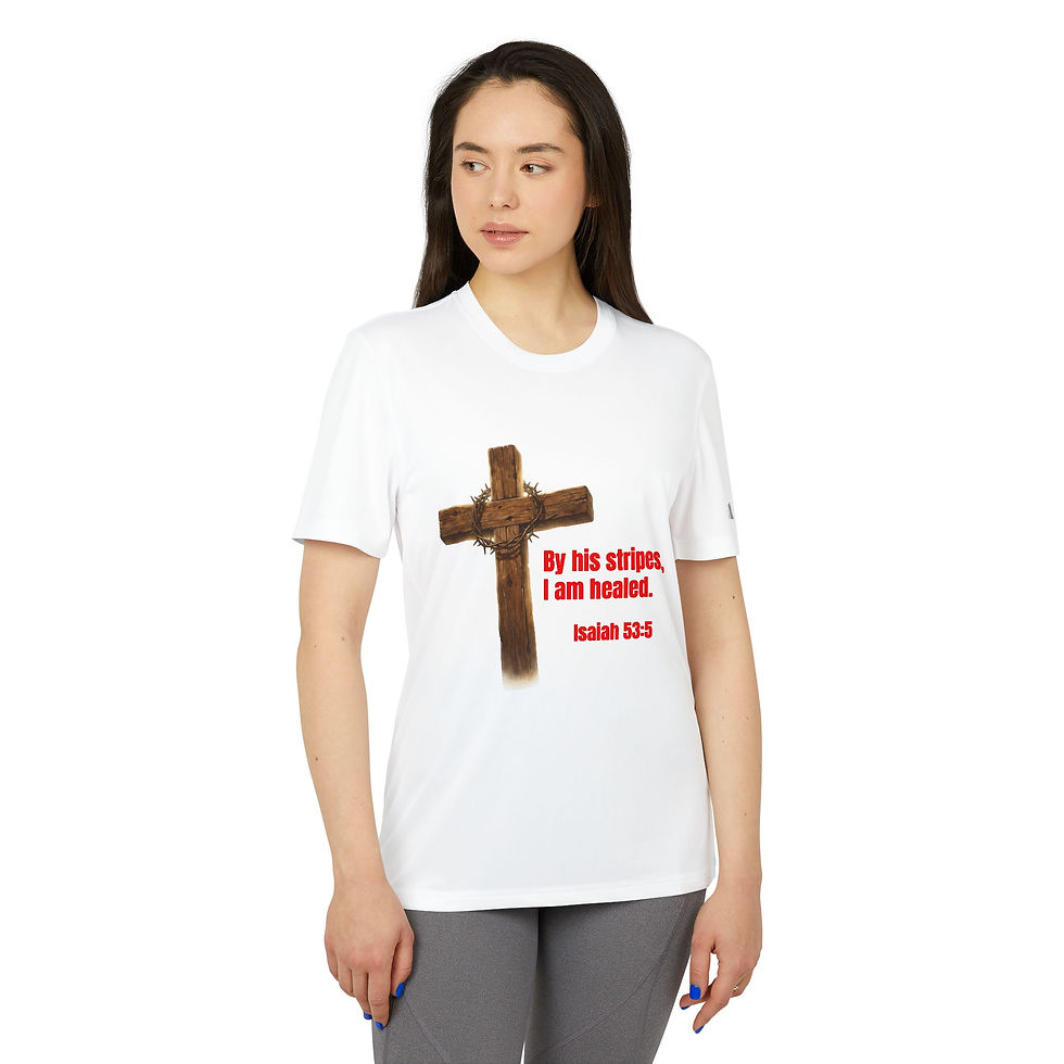 Thumbnail:  Adidas By His Stripes I Am Healed Shirt | Isaiah 53:5 Christian Tee unisex