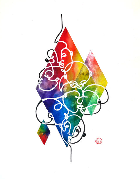 acrylic art, lgbt art, one line drawing