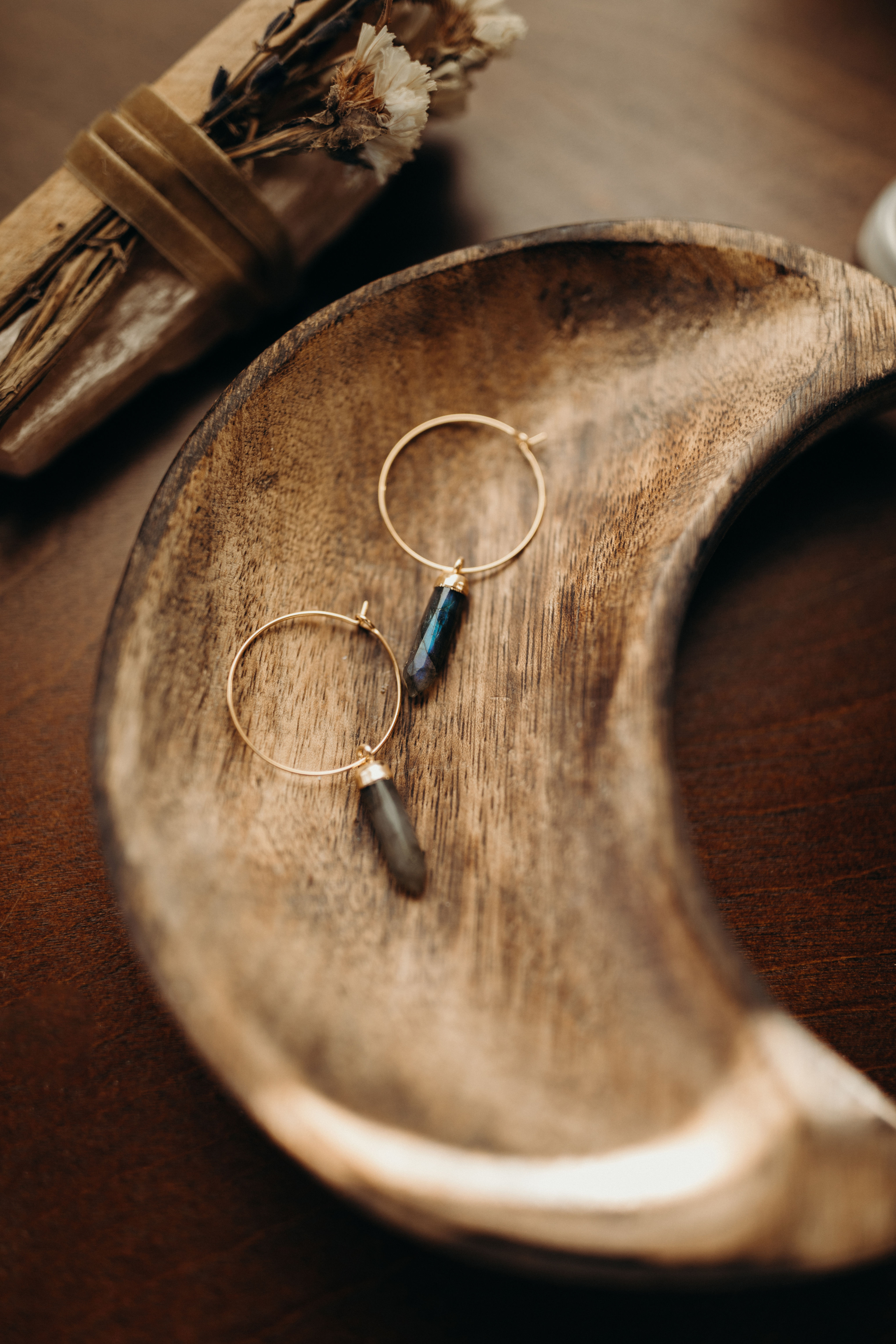 Labradorite Spike Hoop Threaders