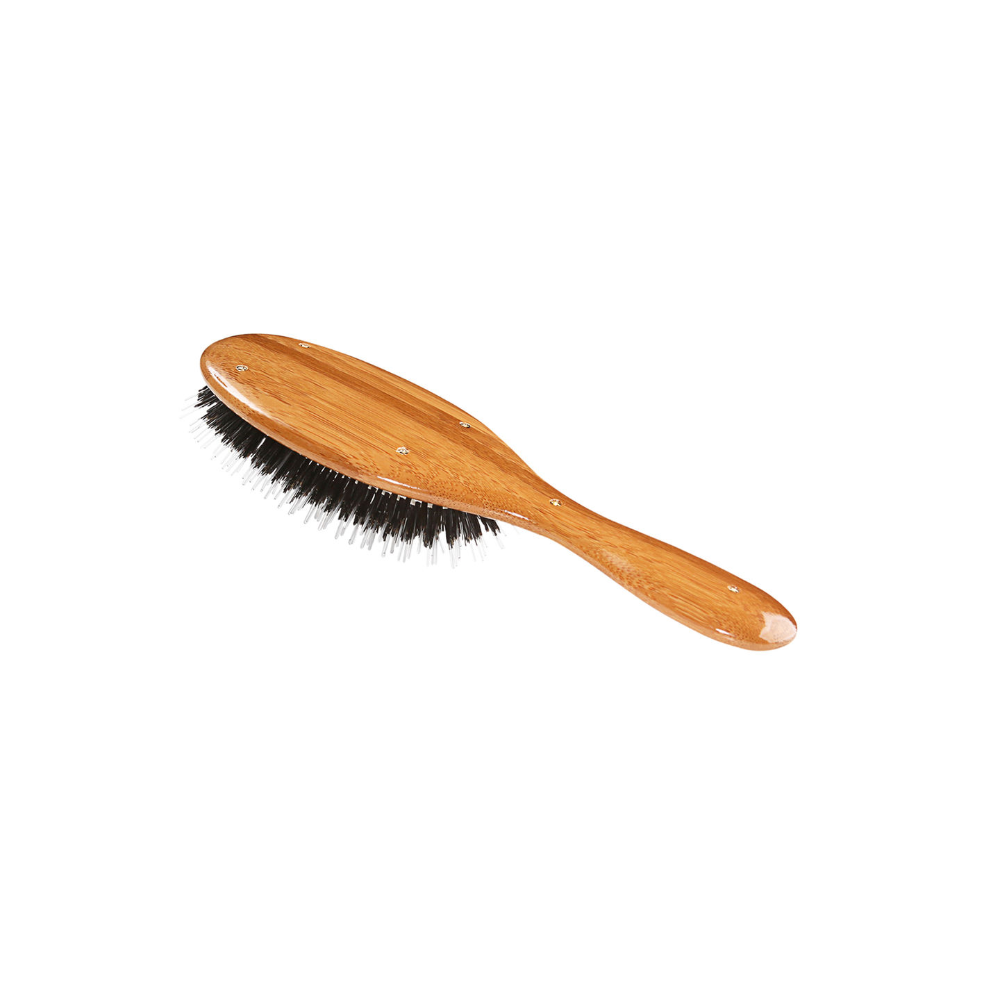 Bass Brushes Shine & Condition Hairbrush Boar Bristles + Nylon Pin Natural Bamboo Handle Medium Oval