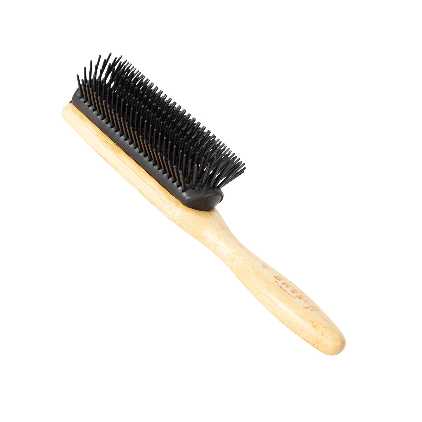 Bass Brushes Style & Detangle Hairbrush Nylon Pin Natural Bamboo Handle Classic 9 Row Black
