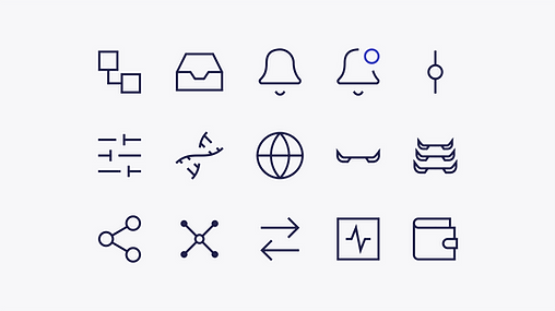 Custom iconography set and brand strategy visual assets designed by Atin, a strategic branding agency.