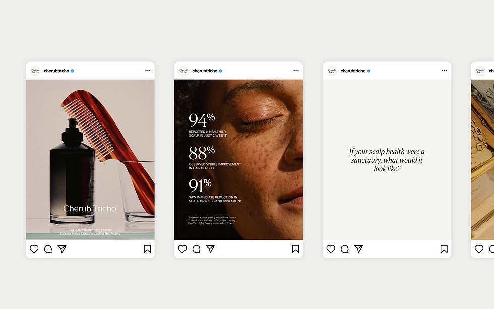Social media visual identity guidelines for a wellness clinic featuring the Sanctuary colour palette, Canela typography, and emotive macro photography.