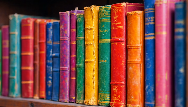 A row of colorful vintage books.png