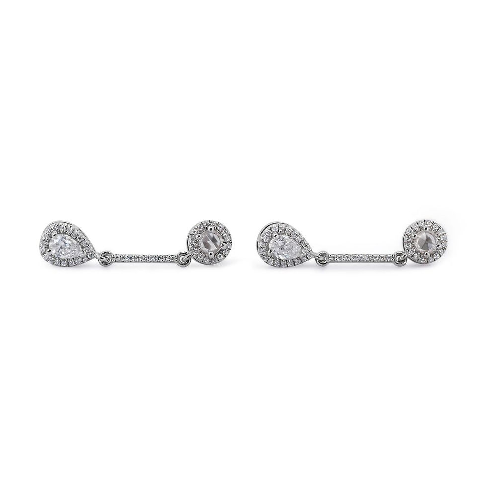Fabulous 0.35 ct. Rose Cut Drop Diamonds Earrings